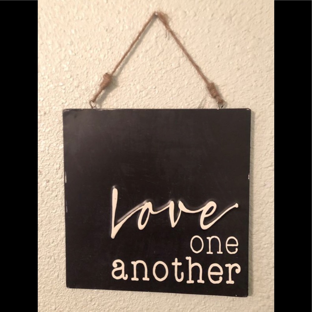 “Love one another” metal art decor